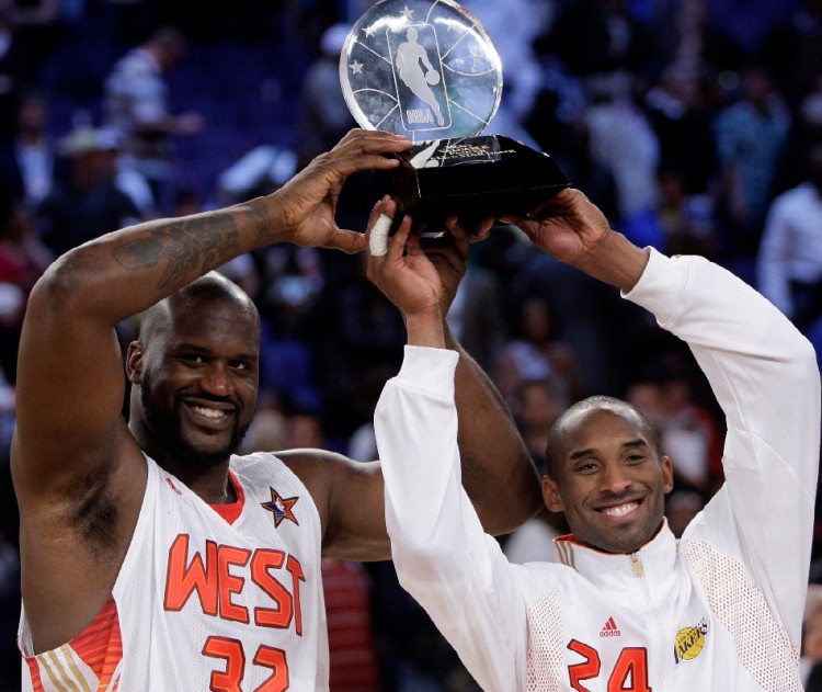 昔日OK组合！2009年的今天：科比与奥尼尔携手获得全明星赛MVP